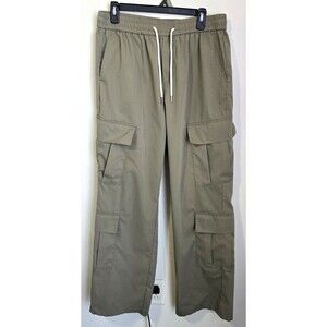 Y2K Style SHEIN Green Cargo Pants Elastic Waist Utility Multi Pocket Size XL